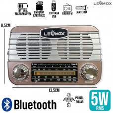 Caixa de Som Bluetooth Retrô LES-1798 Lehmox - Prata Rosê